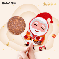 老人卡纸6支18克圆形圣诞棒糖脆米牛奶巧克力配毛毡混装