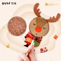 小鹿棒糖6支18克圆形圣诞棒糖脆米牛奶巧克力配毛毡混装