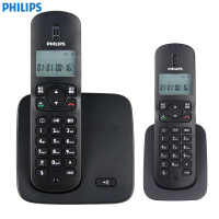 飞利浦(Philips) DCTG186一拖一 数字无绳电话套机 免提对讲 屏幕背光 家用办公座机子母机(黑色)