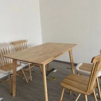 一利 餐桌椅组合 1桌+4椅子 橡胶木