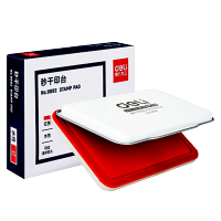 得力9892金属方形中号秒干印台印泥 办公用品 120*80mm红色