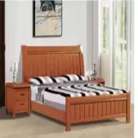 橡木床现代简约1.2米木床含床头柜 一套