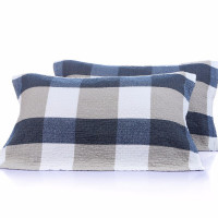 枕巾纯棉 纱布加厚四季柔软透气 褶皱格蓝色 2个/组