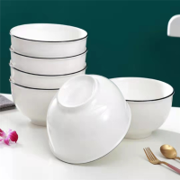 五寸黑边白瓷碗10只装