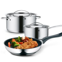 福腾宝(WMF) 德国WMF家用不锈钢汤锅奶锅炒锅不粘锅烹饪锅具gala三件套装组合