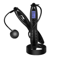 李宁LI-NING 跳绳计数无绳成人负重智能钢丝 704黑色