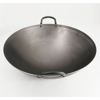 Mentch 手工双耳铁锅炒锅炒菜锅厨师边锅食堂餐馆熟铁锅无涂层