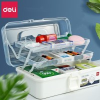 得力(deli) 医药箱家用多功能塑料收纳箱便携式出诊箱药品盒子手提多层急救三层可折叠手提小药箱