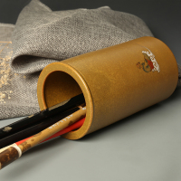 弘梅 景德镇手绘仿古笔筒 陶瓷创意达摩禅意图毛笔笔筒文房四宝礼品笔筒办公摆件