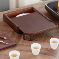 家保利实木普洱茶盒中式茶叶罐茶刀茶具收纳盒分茶盘单层茶盒