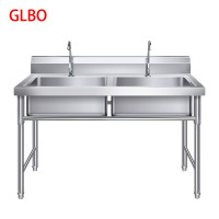 GLBO 商用不锈钢水槽双池120*60*80cm 0.8厚