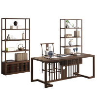 震天下新中式老榆木书桌电脑桌国学桌实木书法桌1.6米+1把椅子