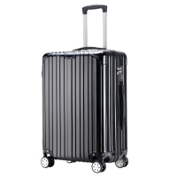 秀乐途 条纹小包角拉链旅行箱 黑色24寸 3261-24