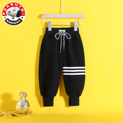 史努比(SNOOPY)童装儿童宽松休闲裤年秋冬款加绒长裤休闲裤运动生活系列AF009