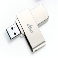 白寅 爱国者 U盘学生 创意商务金属旋转U盘个性定制 银灰色标配 高速U盘 32GB(单位:个)