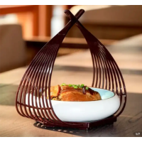 DP 私房菜特色餐厅餐具密胺凉菜水果篮盘子创意酒店个性餐具 大提篮+18cm圆盘