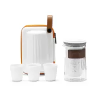 領藝 优选行者旅行茶具套装家用便携式包日式功夫茶具套装小套快客杯一壶三杯陶瓷送礼定制 行者旅行1壶3杯