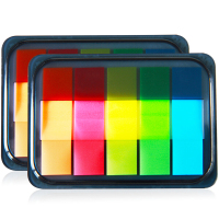 得力(deli)100张5色荧光膜指示标签贴 44*12mm抽取式便利贴便签条记事贴9060 (5包装)