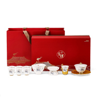 領藝 优选妙色清欢白瓷功夫茶具套装整套家用办公送礼陶瓷泡茶器 妙色清欢羊脂玉亮光10头礼盒装