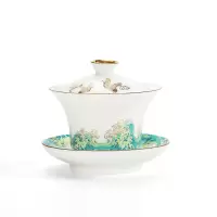 領藝 祥鹤观海德化白瓷三才盖碗茶杯陶瓷家用单个手抓大号泡茶碗羊脂玉茶具 祥瑞仙鹤盖碗