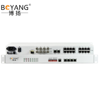 博扬 综合业务电话光端机 4路E1+16路电话+4路千兆以太网隔离 单纤机架式1对价BY-4E1-16P4GV-60km