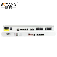 博扬 综合业务电话光端机 8路E1+16路电话+4路千兆以太网隔离单纤机架式 1对价BY-8E1-16P4GV-60km
