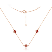 GZUAN古钻珠宝 18K金四叶草红玛瑙时尚女士项链套链 D1884