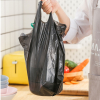 手提垃圾袋 中大号加厚背心式黑色塑料袋 40只/扎 (SL) 单位:扎