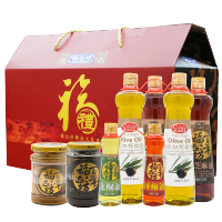 福达坊橄榄油/纯芝麻油/黑芝麻油/纯芝麻酱/黑芝麻酱/花椒油/辣椒油组合