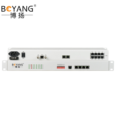 博扬(BOYANG)PCM电话语音复用设备 1路E1转1路EM四线双向音频 1个422数据 机架式1对BY-E1Y1Q1