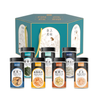 姚朵朵瑞盒食锦海产风味礼盒490g淡菜干 干贝 蛤蜊干 海燕鱼干 金钩海米 虾皮 裙带菜