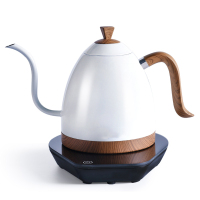 康佳(KONKA) 智能控温手冲咖啡壶家用不锈钢细长嘴电热水壶1L 珍珠白