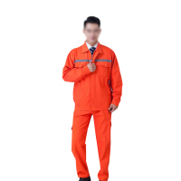 安赛瑞(SAFEWARE)春秋加厚款反光条劳保工作服(套装)XXXL 棉质 橘色 适合身高178-185cm YX