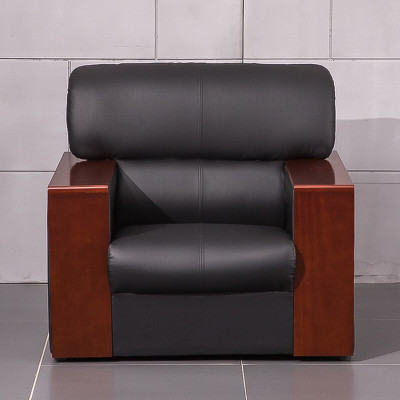 尔迈 办公沙发会客接待沙发实木扶手沙发商务办公沙发 单人