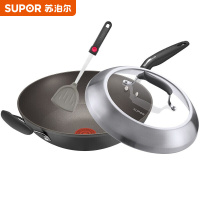 苏泊尔PC32HA2火红点4代钛金刚无油烟不粘炒锅钢化玻璃盖 -32CM(适用3-6人)