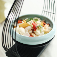 金五缘酒店用品餐具桃圆玫瑰提篮架子+盘子套装