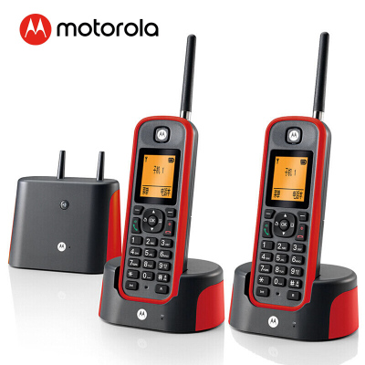 摩托罗拉(Motorola)远距离数字无绳电话机 无线座机 子母机套装 办公家用 中英文可扩展别墅定制 O202C(红色