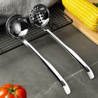 朗赫 C051 欧橡火锅勺 加厚不锈钢火锅漏勺长柄火锅汤勺漏勺子两件套 (SL)单位:套