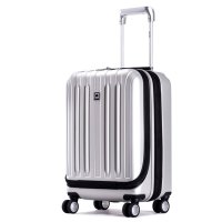 法国大使 拉杆箱可扩容行李箱男女万向轮旅行箱TSA密码箱 20英寸 银色