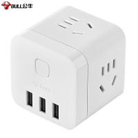 公牛(BULL) 插座/智能USB插座/插排/插线板/ GN-U303UW 3孔+3USB白魔方无线(G)