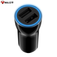 公牛(BULL)GNV-CUB12H 车载充电器 车充点烟器 黑色塑料车充双USB一拖二(G)
