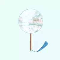 胭脂妆团扇 手拿长柄结婚刺绣夏季中国风扇子 流苏精致跳舞扇古典