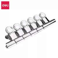 得力(deli)9522票夹大中小号圆形票夹不锈钢铁票夹小夹子 办公用品 大号(64mm/6个装) 2包