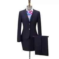 YORO WELL藏青条纹仿毛女西服套装 女上衣88071-3600 女西裤88073-1500 女西裙88074-1
