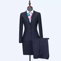YOROWELL藏青色人字纹毛涤西服套装 女上衣83081-4800女西裤83081-2300女西裙83081-1800