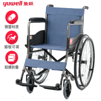 鱼跃 轮椅H051 钢管加固耐用免充气胎老人手动轮椅车折叠代步车(单位:台)
