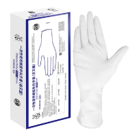 科美 橡树一次性乳胶手套L码1盒15双,有粉光面