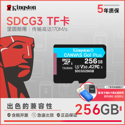 金士顿(Kingston)TF卡(Micro SD)无人机手机 switch高速存储内存卡 SDCG3/256GB