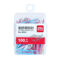 得力(deli) 0024 彩色回形针 多色混合 100枚/盒 10盒装