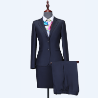 玉若红颜 藏青色人字纹毛涤西服套装女上衣83081-4800女西裤83081-2300女西裙83081-1800